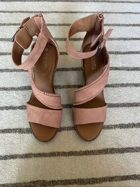 Dolcetta Blush Pink Wedge Sandals with Ankle Strap